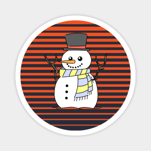 Christmas Cute And Funny Snowman In The Hat Magnet